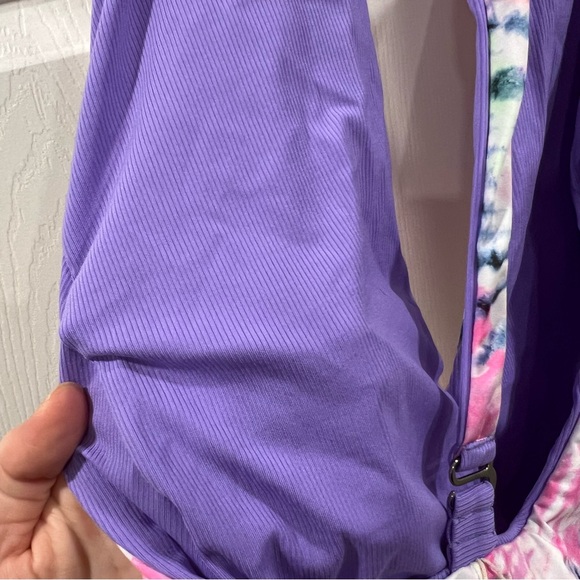 NEW Maaji Tiky Reversible One Piece Swimsuit Purple Tie Dye Plunge Neck Medium - Picture 9 of 9